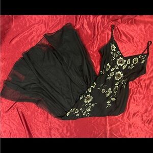 Y2K vintage beaded silk embroidered maxi gown